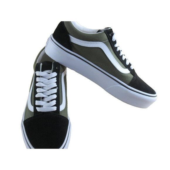 Vans Women's Old Skool Platform Grape Leaf Green Black Platform Shoes Sizes NIB - Picture 4 of 7